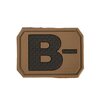 Mil-Tec velcro patch blood group "B Neg" 3D, dark coyote