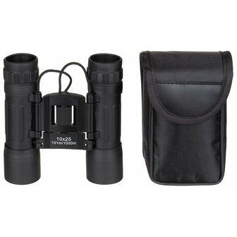 Binoculars black 10x25 with Ruby lens incl. Cover