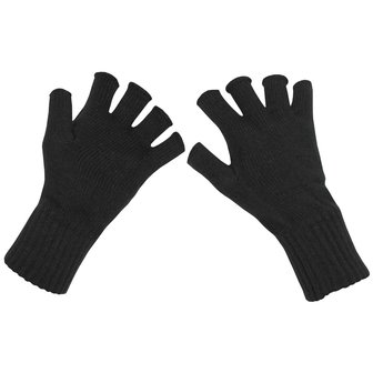 MFH Knitted Gloves, black, fingerless