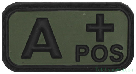 Blood type patch &quot;A Pos&quot; 3D, black-olive green