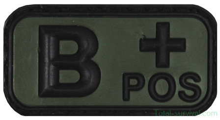 Blood type patch &quot;B Pos&quot; 3D, black-olive green