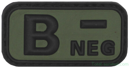 Blood type patch &quot;B Neg&quot; 3D, black-olive green