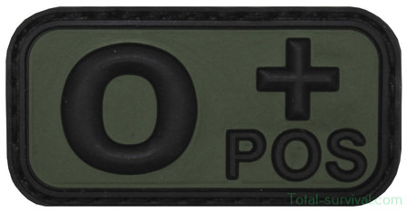 Blood type patch &quot;O Pos&quot; 3D, black-olive green