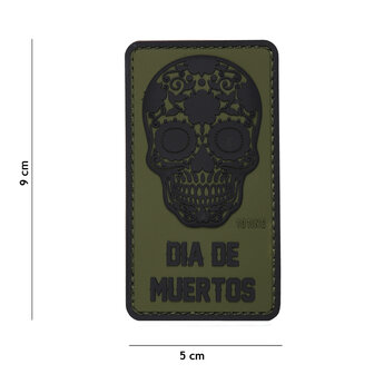 101 INC 3D PVC patch &quot; Dia de Muertos &quot; green