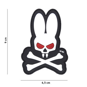 101 INC 3D PVC patch &quot; Skull bunny &quot; white