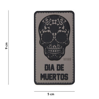 101 INC 3D PVC patch &quot; Dia de Muertos &quot; gray