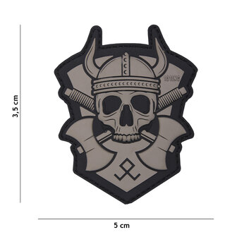 101 INC 3D PVC patch &quot; Viking with axes &quot; gray