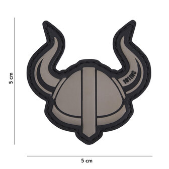 101 INC 3D PVC patch &quot; Viking helmet &quot; gray