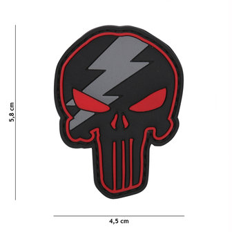 101 INC 3D PVC patch &quot; Punisher thunder &quot; red