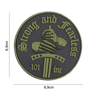 101 INC 3D PVC patch &quot; Strong and Fearless &quot; green