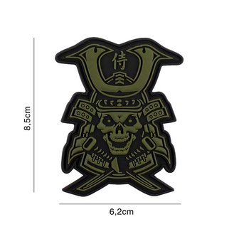 101 INC 3D PVC patch &quot; Samurai skull &quot; green