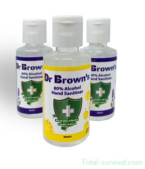 Dr. Brown&#039;s Gel d&eacute;sinfectant pour les mains 50 ml, 80% d&#039;alcool, lemon