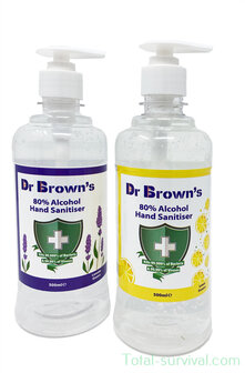 Dr. Brown&#039;s Desinfecterende handgel 500ml, 80% alcohol, met dispenser, lemon