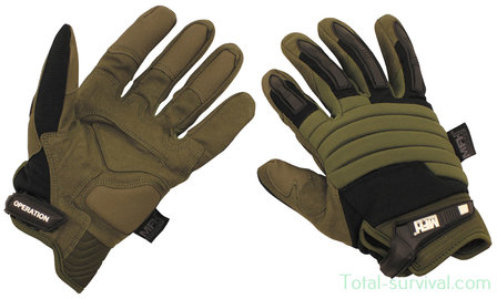 MFH Tactical Gloves, &quot;Operation&quot;, OD green-black
