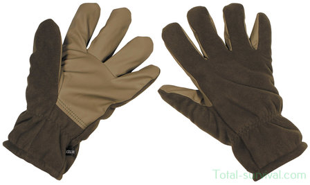 MFH Fleece gloves, OD green, water and wind repellent