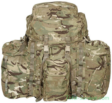 British rucksack and frame &quot;INF Short Convoluted back&quot; with side pockets, MTP IRR