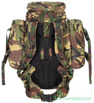 Dutch army ARWY Alpine Sting field backpack 80L with side bags and Daypack carriers, DPM camo