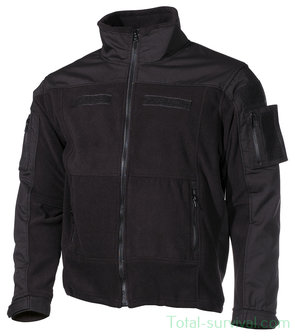 MFH Fleece Jacket, &quot;Combat&quot;, Rip stop, black