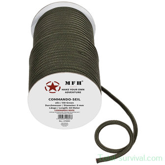 MFH Paracord roll green 9mm, 60 meter length