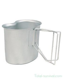 Mil-Tec US Canteen Cup, Stainless Steel, foldable handles