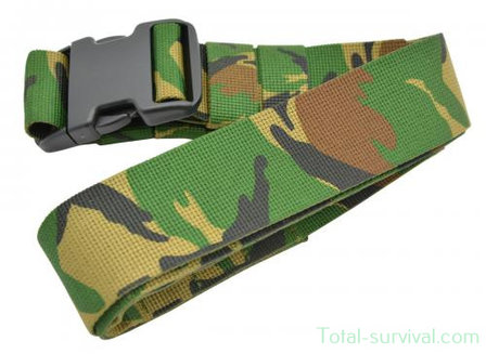 Dutch army tactical nylon webbing belt, adjustable, woodland DPM