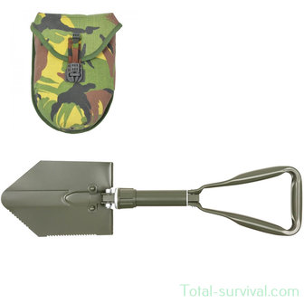 Dutch army Folding shovel / field shovel 3-part large with Molle pouch, Woodland DPM
