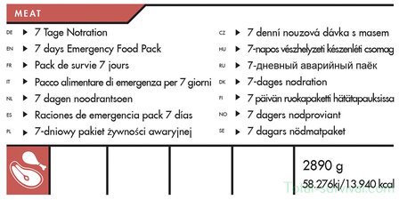 Trek &#039;n Eat, Emergency Food 7 dagen voedselpakket &quot;Vlees&quot;