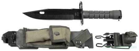 MFH M9 Bayonet knife black, multimount sheath OD green