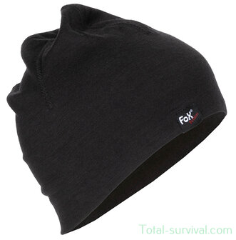 Fox outdoor beanie cap, &quot;Merino lite&quot;, black