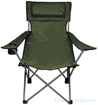 Fox outdoor Chaise pliante, Deluxe, vert olive, dossier et accoudoir