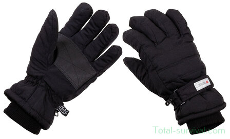MFH finger gloves with 3M Thinsulate thermal lining, black, water and wind resistant