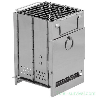 Fox outdoor Outdoor stove stainless steel, &quot;Rocket Stove&quot;, Compact foldable with grill