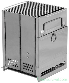 Fox outdoor Outdoor stove stainless steel, &quot;Rocket Stove&quot;, Medium foldable with grill