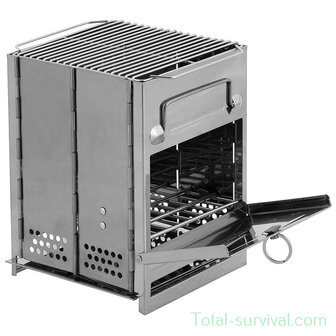 Fox outdoor Outdoor stove stainless steel, &quot;Rocket Stove&quot;, Medium foldable with grill