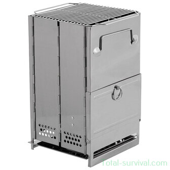 Fox outdoor Outdoor stove stainless steel, &quot;Rocket Stove&quot;, Large foldable with grill
