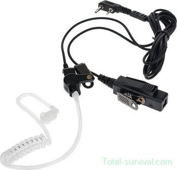 KPO KEP-26K airtube ear-microphone handset, black, 2-pin Kenwood mini-jack connector