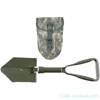 US Folding shovel / field shovel 3-part large with Molle pouch, ACU AT-digital