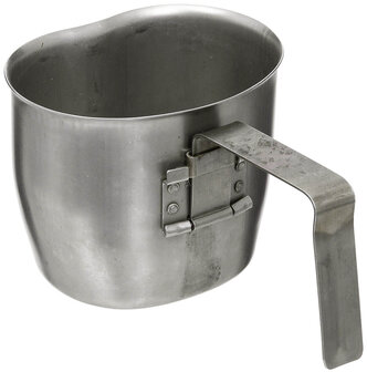 Austrian Bundesheer Canteen Cup, stainless steel, folding handle