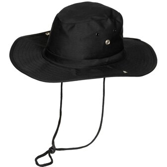 Chapeau de brousse MFH avec bouton poussoir sur les c&ocirc;t&eacute;s, noir