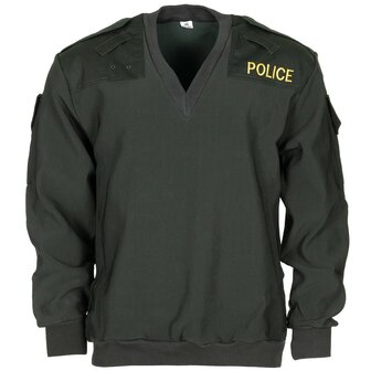 OPgear Polizeikommando-Pullover mit V-Ausschnitt, winddicht, oliv gr&uuml;n