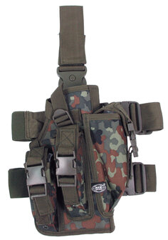 MFH Leg holster with magazine pockets, Right, flecktarn