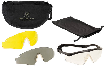 Revision Sawfly Max-Wrap ballistic safety glasses with 3 lenses and protective case