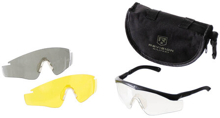 Revision Sawfly pro ballistic safety glasses with 3 lenses and protective case