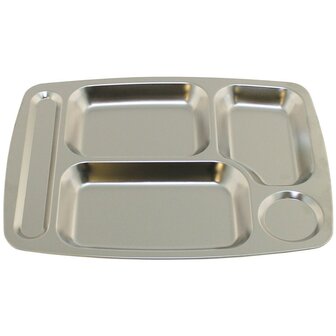 MFH stainless steel canteen tray, 5 compartments