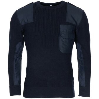 MFH Bundeswehr commando sweater acrylic with chest pocket, blue