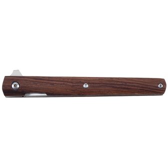 Couteau pliant bushcraft Fox outdoor avec manche en bois, 21 cm, &eacute;tui en cuir