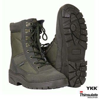 Fostex Sniper Boots hautes avec fermeture &eacute;clair YKK, Cordura, doublure Thinsulate 3M, vert olive