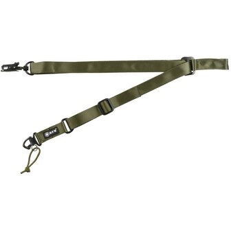 MFH Rifle Strap 1- or 2-point fixation, army green, with 2 carabiners