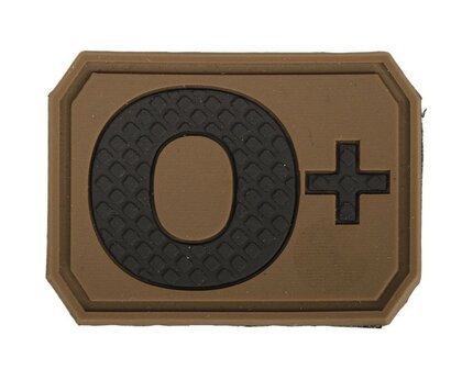 Mil-Tec velcro patch blood group &quot;O Pos&quot; 3D, dark coyote