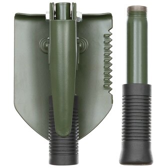 3-in-1 folding shovel with cover, green